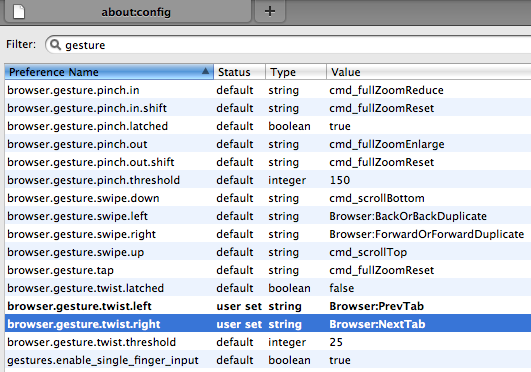 Firefox about:config