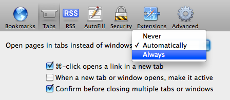 Open in new tabs