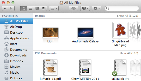 Finder All My Files Lion