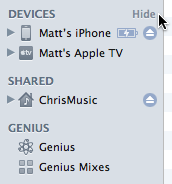 Hide iTunes Sidebar Sections