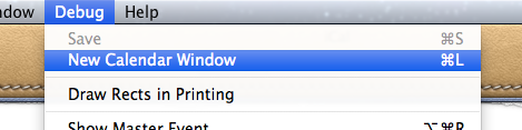 Debug menu multiple calendar windows