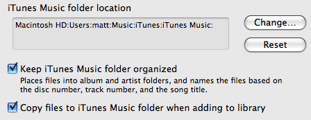 iTunes Advanced Preferences