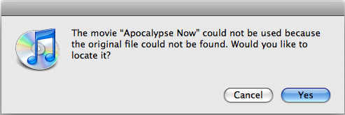 iTunes cant locate file