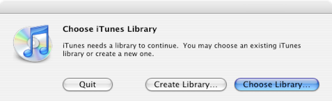 iTunes Library Dialog