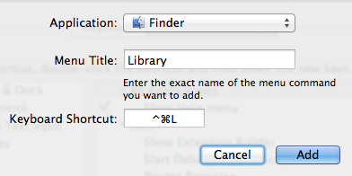 Library Keyboard Shortcut
