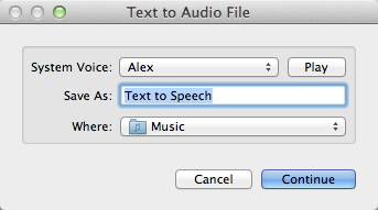 Lion text to itunes spoken track