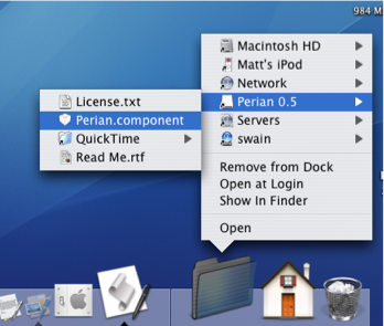 Drives Pop-up in Dock