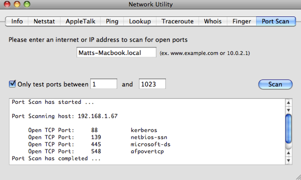 network scan mac terminal