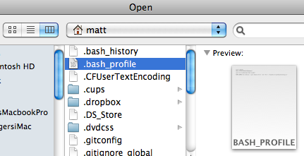 Open bash_profile in TextEdit
