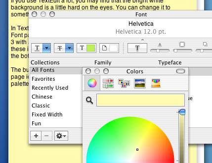 Show Fonts and Colors in TextEdit